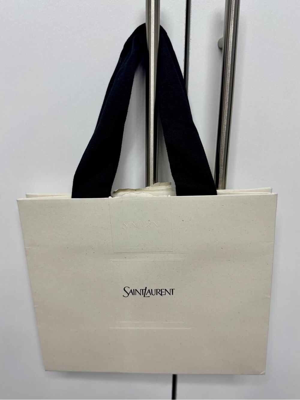 Saint Laurent Cream Tote with Black Handles